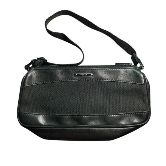 Gucci Auth. VTG Leather & Canvas Pochette Bag - Black